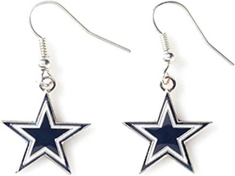 Aminco NFL Dallas Cowboys Logo Dangler Earrings , Silver, Size 2.5