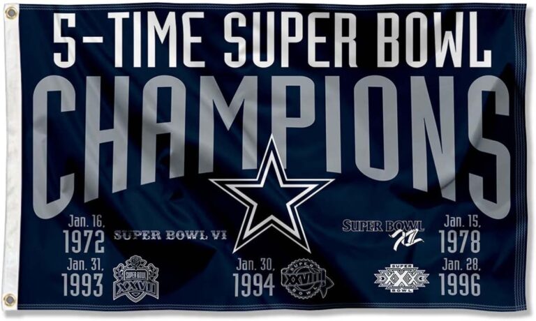 WinCraft Dallas Cowboys 5X and 5 Time Super Bowl Champions Flag Outdoor Indoor 3×5 Foot Banner