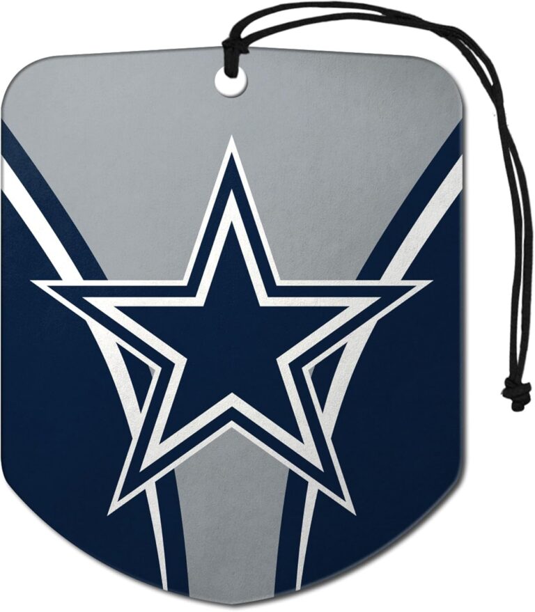 FANMATS 61568 NFL Dallas Cowboys Hanging Car Air Freshener, 2 Pack, Black Ice Scent, Odor Eliminator, Shield Design with Team Logo