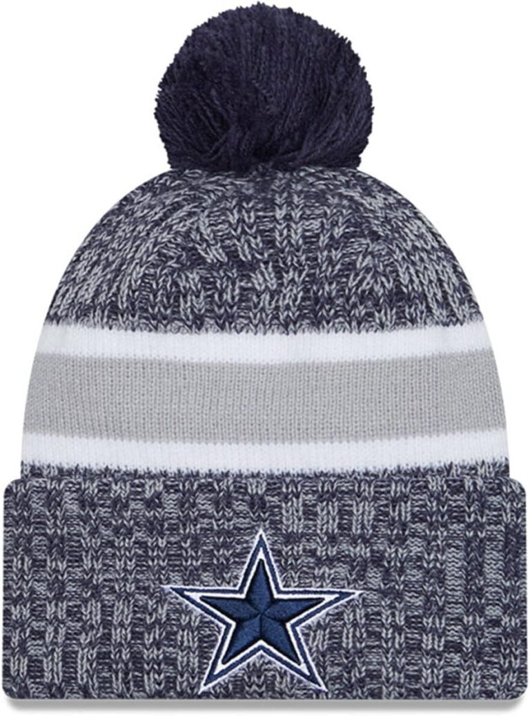 New Era NFL Unisex-Adult Official 2023 Sideline Cold Weather Cuffed Pom Beanie Hat