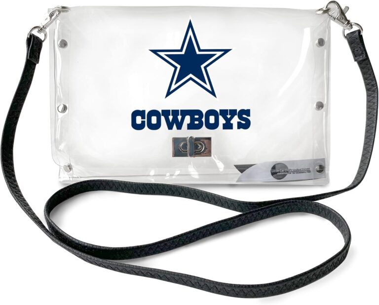 Littlearth Dallas Cowboys NFL Clear Envelope Purse with Black Fashion Strap