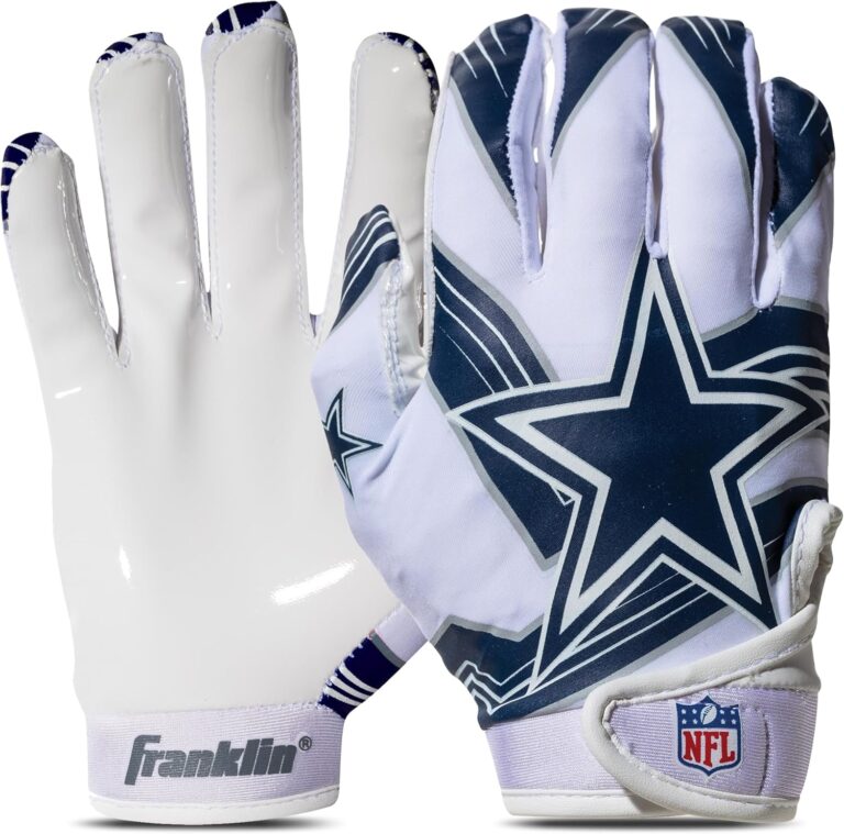 Franklin Sports Youth NFL Football Receiver Gloves – Kids Football Gloves Pair – NFL Team Logos and Silicone Palm – All Youth Sizes – Great Game Gear + Football Costume Accessory