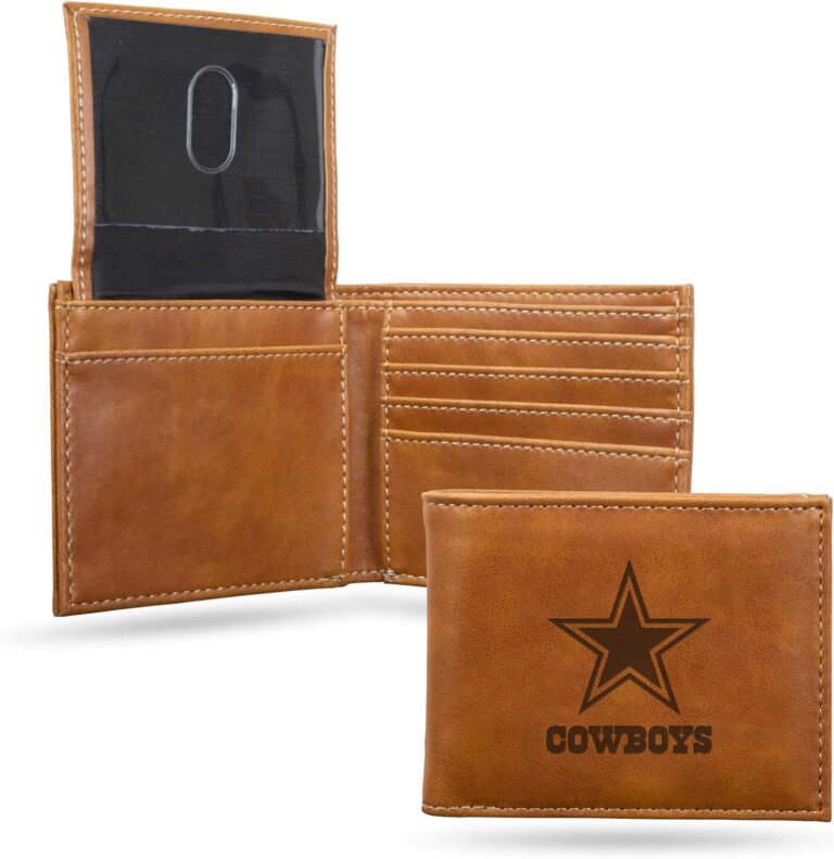 Rico Industries NFL Laser Engraved Billfold Wallet Laser Engraved Bill-fold Wallet – Slim Design – Great Gift