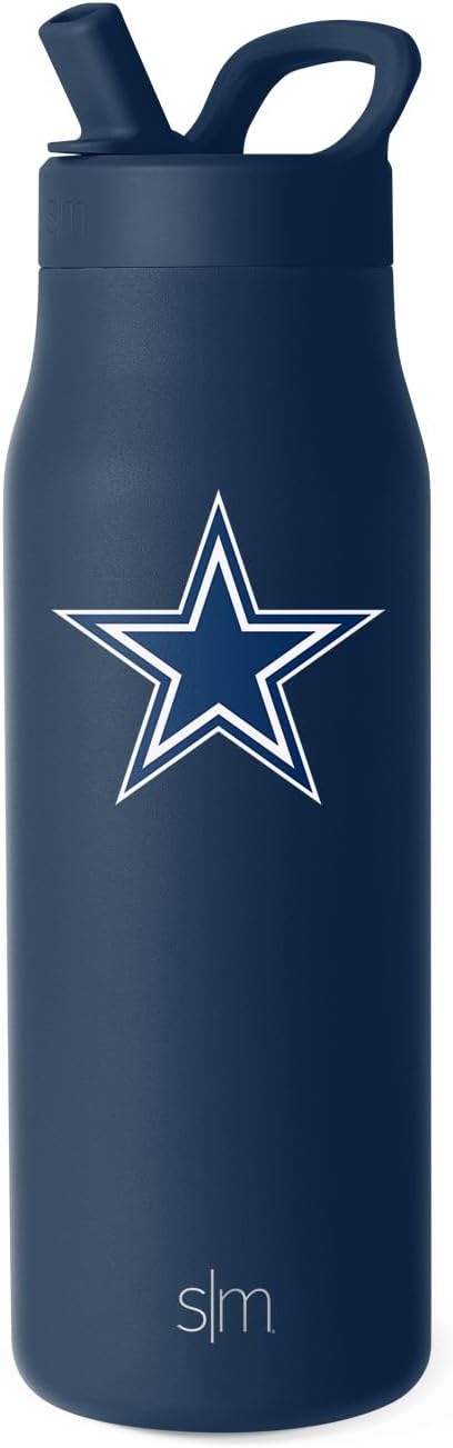 Simple Modern Officially Licensed NFL Dallas Cowboys Water Bottle with Straw Lid | Leak Proof Insulated Stainless Steel Travel Thermos | Gifts for Men Women| Mesa Collection | Dallas Cowboys