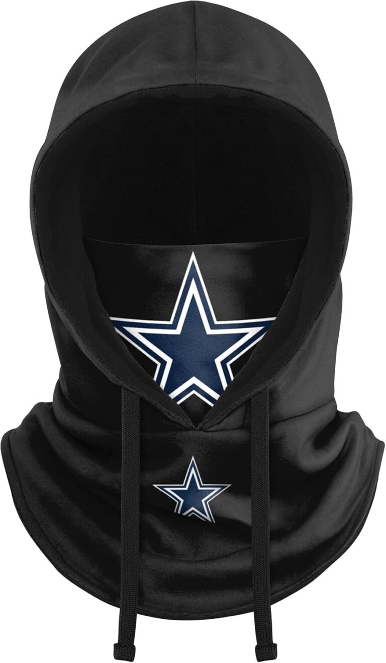 FOCO NFL Team Logo Black Drawstring Winter Cap Hooded Gaiter Balaclava Face Cover