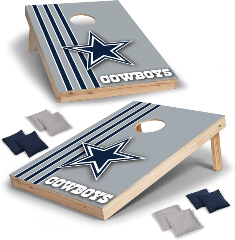 Wild Sports NFL 2′ x 3′ Solid Wood Cornhole Set with Direct Print HD Team Graphics – Great Gift for Any Football Fan! Bean Bag Toss Family Outdoor Games