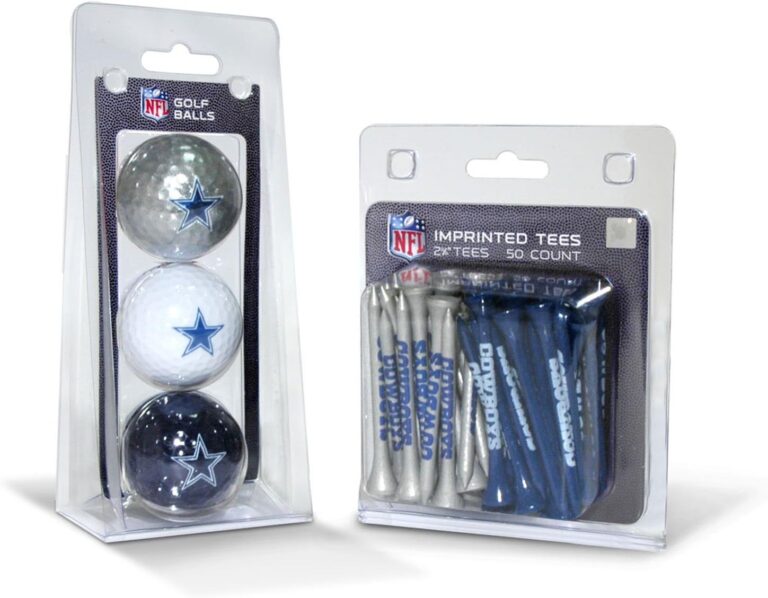 Team Golf NFL Logo Imprinted Golf Balls (3 Count) & 2-3/4″ Regulation Golf Tees (50 Count), Multi Colored