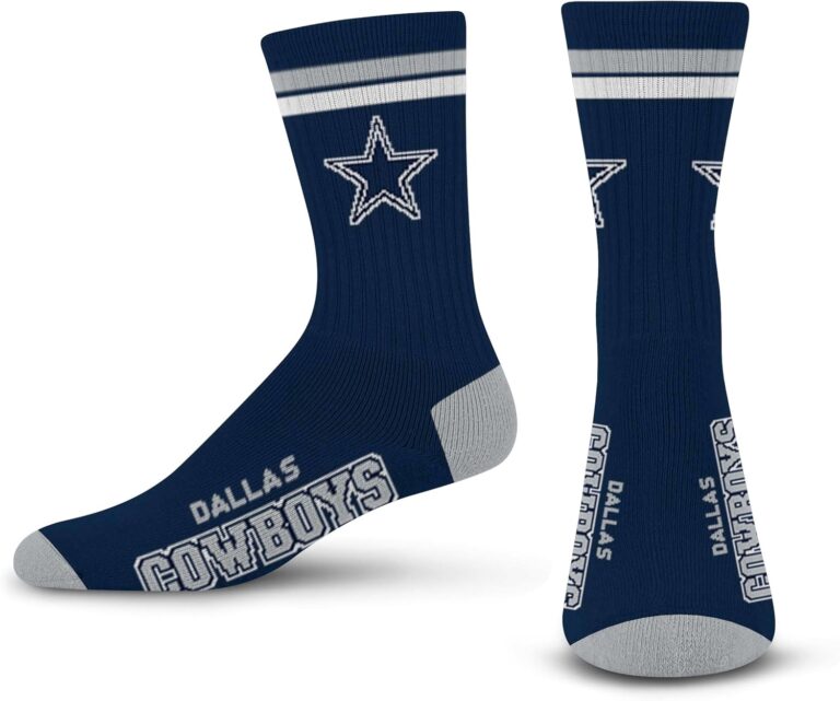 FBF – Official NFL 2 Stripe Adult Team Logo & Colors Crew Dress Socks Footwear for Men and Women Game Day Apparel