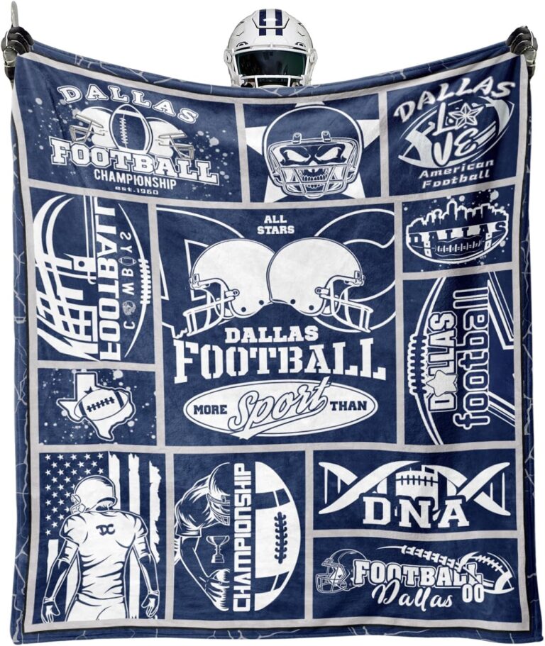 Football Blanket for Boys Kids, Gifts for Men, Football Lovers Blue Flannel Throw Blanket 60″ X 50″