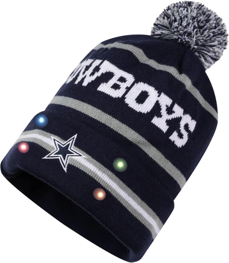 FOCO NFL Unisex-Adult Officially Licensed LED Light Up Classic Cuffed Knit Beanie Cold Weather Hat