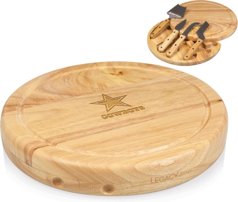 PICNIC TIME NFL Circo Cheese Board and Knife Set – Charcuterie Board Set – Wood Cutting Board