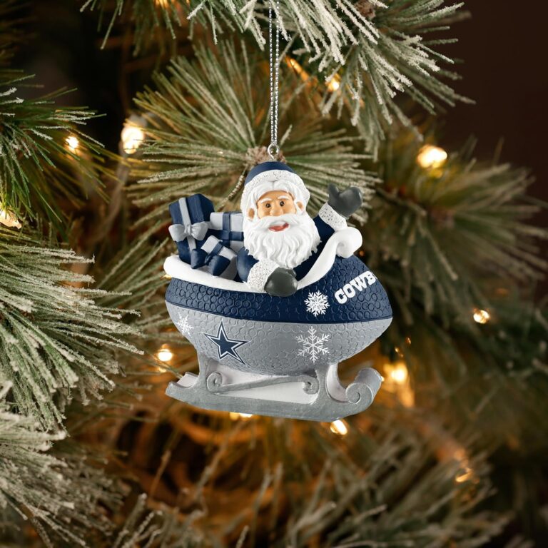 FOCO – NFL 4″ Football Sleigh Resin Xmas Christmas Holiday Tree Hanging Ornament (Dallas Cowboys)